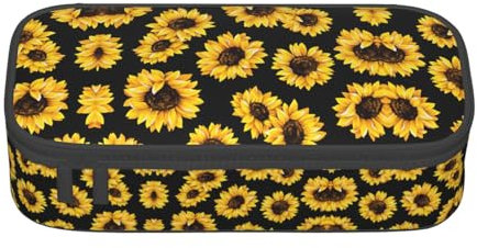 nanger Retro Federmappe mit Reißverschluss und Sonnenblumen Frühling Große Kapazität, Schwarz , one size, Art Eeco