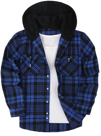 Sweat à Capuche Homme Chemise Carreaux avec Poche Poitrine ÉPissage Manches Longues Veste de BûCheron Pour Homme Style DéContracté Coupe Standard Pas Cher Cardigan Hoodies Matelassé en Flanelle