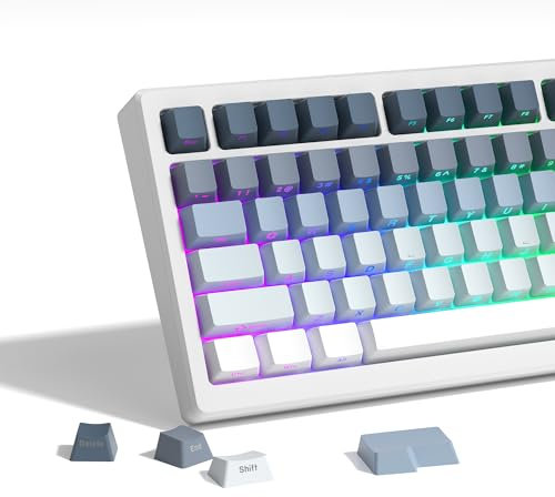 dagaladoo PBT keycap,Double Shot keycaps 60 75 Percent,OEM Profile Keyboard Key caps,Gradient Blue/Dark Blue,Shine Through keycap for Mechanical Gaming Keyboards(136key,only keycaps)