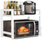 LeapBeast Estante Expandible para Microondas de Cocina 2 Niveles,Soporte Ajustable para Microondas,stante Expandible para Microondas,Rejilla para encimera de Cocina con 6 Ganchos (Blanco)