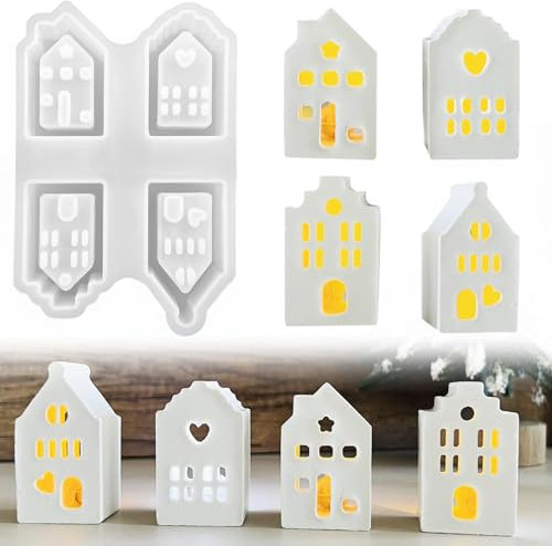 Silikonformen Gießformen Häuser, Mini Silikonform Häuser, Silikonform Mini Häuser, Gießform Häuser, für DIY Weihnachts Deko