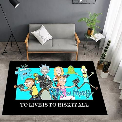 WZSDANZI Anti-Rutsch 3D Druck Rick und Morty Bodenteppiche, Schlafzimmer Wohnzimmer Dekor, Bereich Teppiche Anti-Rutsch-Fußmatten.,60 * 90cm