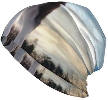 JEJEA Husky Beanie-Mütze mit Hunde-Aufdruck, warm, gestrickt, lässig, Totenkopfmütze, weich und hautfreundlich, für Männer und Frauen, Schwarz, Schwarz , Einheitsgröße