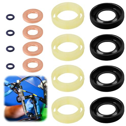 16 Pcs Kit de Joint Injecteur 1.6 HDI, Rondelle D'étanchéité D'injecteur Diesel Remplacement Compatible avec Citroen, Peugeot Accessoires Universels d'Huile D'injecteur(1314368, 1982A0) (Bleu)