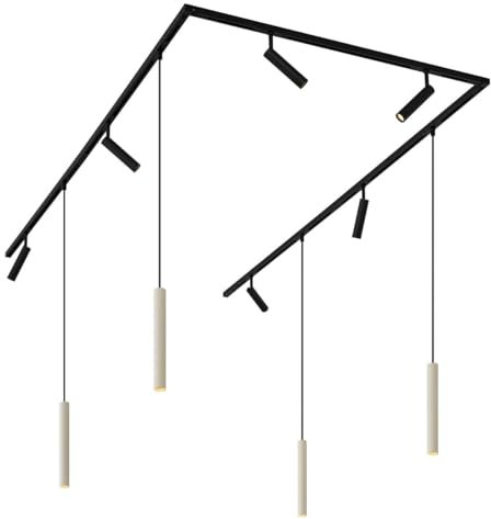 QAZQA - Modern Modernes Schienensystem Komplettset I Spotlight I Deckenspot I Deckenstrahler I Strahler mit 6 Spot I Spotlight I Deckenspot I Deckenstrahler I Strahler I Lampe I Leuchten und 4 Pendell