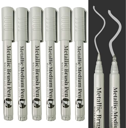 TOPCZY 6 PCS pennarelli indelebili punta fine, glitter oro e argento, uniposca metallizzato, pennarelli acrilici per dipingere sassi, uniposca argento punta fine, acrylic marker set