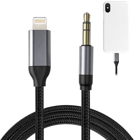 DONOONIS Adaptateur iPhone pour Autoradio, Câble Audio Compatible iPhone 14/13/12/11/XS/XR/8/7, 1 Mètre, Noir