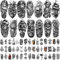 Lot de 77 feuilles de tatouages temporaires pour adultes et enfants - Faux tatouages imperméables - 17 grands et 60 petits autocollants noirs - Motif pirate et tête de mort