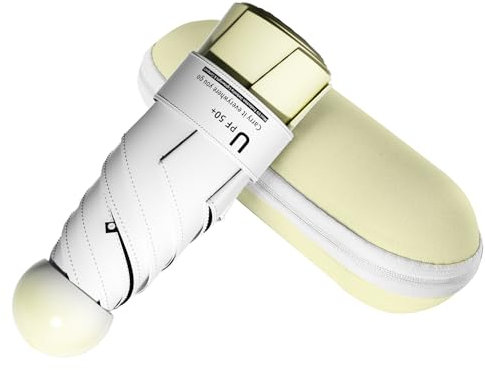 BAODINI Reise-Mini-Regenschirm für Geldbörse mit Etui – kleiner kompakter UV-Regenschirm, Sonnenschutz, leicht, kleiner Taschenschirm mit Etui für Damen und Mädchen