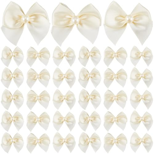 SOFPLATE 72 st beige rosett kokett rosetter dekor mini polyester plast pärlor elegant bröllop högtid prydnad rosett blommor applikationer för sömnad flaska hår scrapbooking väska dekoration