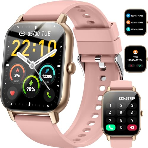 Smart Watch for Women Answer/Make Calls, 1.85 HD Touchscreen Fitness Watch with Heart Rate/Sleep Monitor, Fitness Tracker 100+ Sport Modes, Pedometer, IP68 Waterproof Smartwatch for Android/iOS Pink.