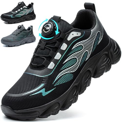 Mitudidi Sapatos de Seguridad para Hombre Zapatos de Trabajo Hombre Zapatillas de Seguridad Unisexo Comodo con Punteras de Acero Ligero Anti - Choque Negro 42 EU