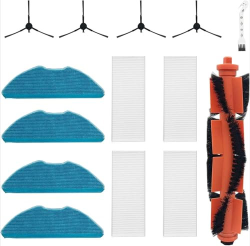 NMJHEVX 14 accessori per robot aspirapolvere Philips Homerun Series 3000 XU3100/01 XU3110/02 XU3000/01 XU3000/02 1 spazzola a rullo, 4 spazzole laterali, 4 salviettine umidificate, 4 filtri HEPA, 1