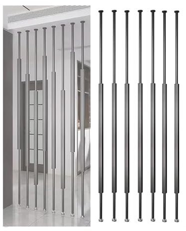 DZZTHSH Cast Iron Frame Room Separator Fence, Customized Wall Partition Room Divider Floor to Ceiling Wooden Slats, Decorating Bed Living Room Cubicle