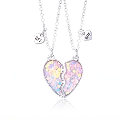 Bellabon 2 stycken vänskapshänge halsband, BFF-halsband, vänskapshalsband, Bff-kedjor för 2 flickor, vänskapskedja, hänge, present, personligt smycke