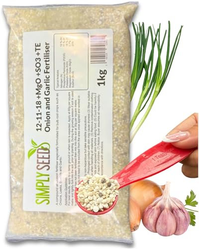 Onion & Garlic Fertiliser (1KG) – Crop Specific Feed with 12-11-18 NPK, Magnesium & Sulphur. Promotes Strong Roots, Healthy Tops & Flavoured Bulbs. Ideal for Onions, Garlic, Shallots & Allium Crops