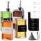RSWDE Ölflasche Eckig Set,Essig und Ölflaschen Set,4er Olivenöl Flasche 500ml/16,9 oz, Ölspender mit Ausgießer,Kaffee Sirup Spender Glas Set mit Aufkleber