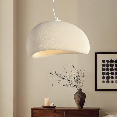 NOCHX Wabi Sabi Stil Pendelleuchte E27 Base Polystyrol Hängeleuchte Moderne Kreative Und Einfache Höhenverstellbare Hängende Lichter Geeignet Für Wohnzimmer Esszimmer Küche(Beige,40CM)