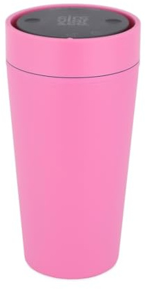 Circular&Co 12oz / 340ml Reusable Coffee Cup Made from Recycled Bubblegum – Unique Eco Travel Mug – Leakproof, BPA Free & Designed for Life On The Go - Candy Pink