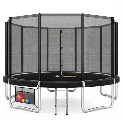 JUMMICO Garden Trampoline for Children, 6ft/7.5ft/10ft/12ft Trampoline Outdoor Safety net and Padded Poles for Children Indoor Outdoor Fitness,Maximum up to 150 kg