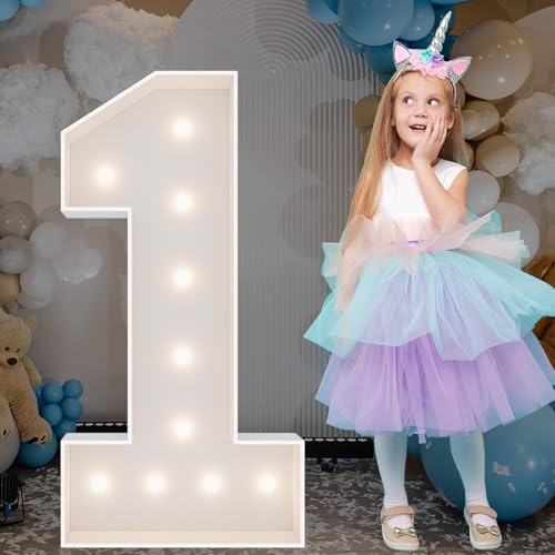 3FT Marquee Light Up Numbers, Giant Marquee Numbers, Pre-Cut DIY Foam Board Number 1 for 1st Birthday, Anniversary Decorations, Wedding Engagement Party Decor