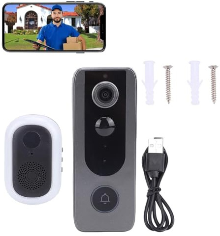 BuyWeek Video Türklingel, HD 120 Grad Weitwinkel Drahtlose Türklingel Kamera mit APP, 2 Wege Kommunikation, PIR Bewegungserkennung IP65 Regenfest Cloud Speicherunterstützung