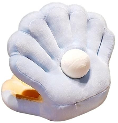KUKUShining Muschel Plüsch Kissen, Weiche Strandkissen Dekoratives Muschelkissen Muschel Dekokissen Kuscheltier Ozean Plüschtier Für Sofa Bett(Blue)