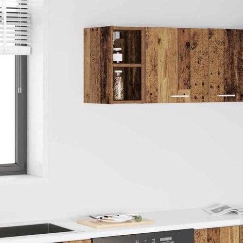 Keeushr Armadio pensile in legno vecchio, 20 x 29,5 x 40 cm, in legno con spazio per utensili da cucina e stoviglie in legno anticato