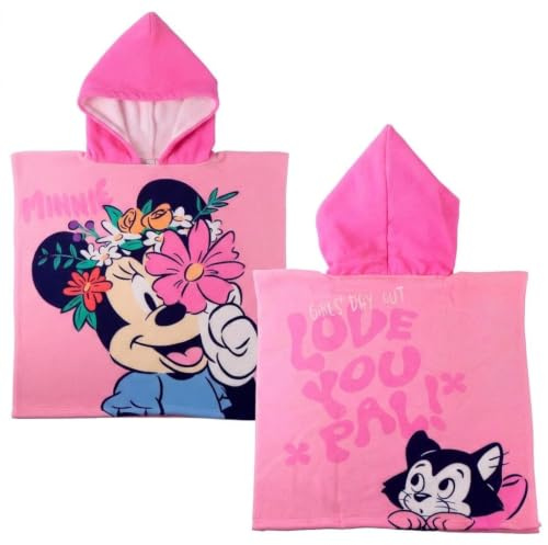 Minnie-Maus-Poncho für Jungen und Mädchen – Schnelltrocknender Kinderponcho mit Kapuze und Minnie-Maus-Motiv, ideal für Strand, Pool und Sommer, leicht und saugfähig.