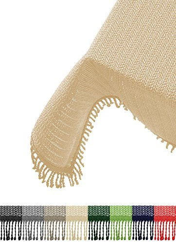 Brandsseller Gartentischdecke 130x160 cm Tischdecke mit Fransen Outdoor Tischtuch rechteckig Weichschaum für Garten, Terrasse, Balkon wetterfest rutschfest - Creme