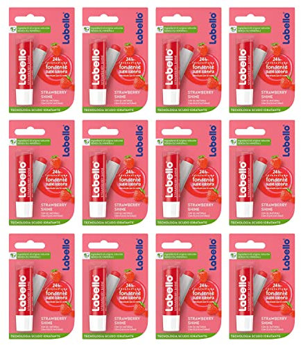 Labello Strawberry Shine Bálsamo Labial Fresa - Paquete de 12 (12 x 5 g)