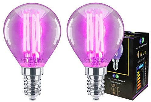 Long Life Lamp Company 2 x 4w Purple LED Golf Ball Light Bulb E14 Small Edison Screw Clear Glass G45 Filament