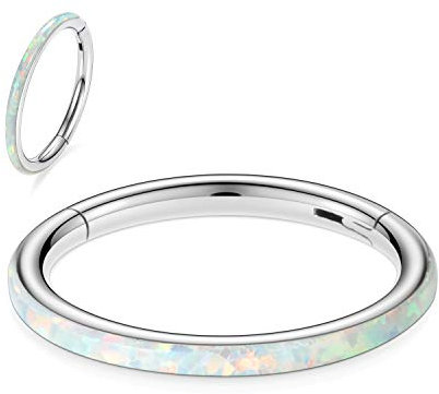 16G opal weiß 316L chirurgischer Stahl Clicker Segment Nahtlose Creolen Nase Septum Ring Unisex Knorpel Creolen Helix Conch Tragus Daith Turm Piercing 8mm
