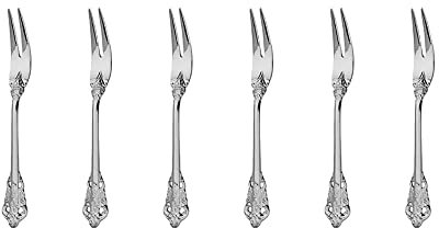 Silber Besteck-Set Barock, aus 18/10 Edelstahl Spiegelpolierte, ideal für Haus, Küche, Restaurant, Hochzeit, Partys, Nachmittagstee, 2 Zinken Obst Gabel Schneckengabel 6-teiliges, Länge 16.5cm