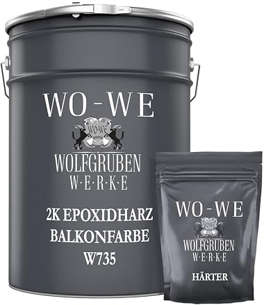 WO-WE 2K Epoxidharz Balkonfarbe Terrassenfarbe Beschichtung Quarzgrau wie RAL 7039-2,5Kg