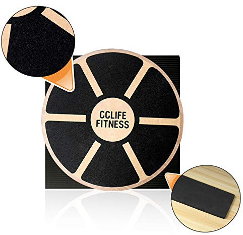 CCLIFE Balance Board 40cm Holz Wackelbrett Balance Kunststoff für Fitness Physiotherapie zur Stärkung der Tiefenmuskulatur, Farbe:Holz