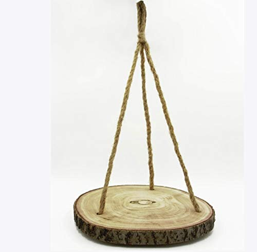 RiloStore XL Holzscheibe zum Hängen Dekoregal Holzregal Hängeregal Mobile Baumscheibe 25x2,5cm Länge 47cm Etagere Gewürzregal Hängeinsel Makramee
