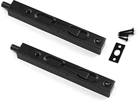6 Inch Stainless Steel Slide Door Latch Bolt Black Flush Bolt with Screws for Bedroom,Cupboard