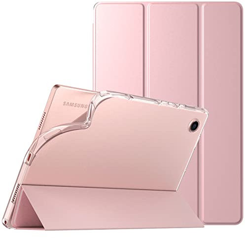 TiMOVO Hülle für Galaxy Tab A8 10,5 2021/2022 (SM-X200/SM-X205), Galaxy Tab A8 Hülle, Schlank TPU Schutzhülle mit Transluzentem Rückendeckel Faltbar Magnet Auto Schlaf/Aufwach Hülle, Rosa
