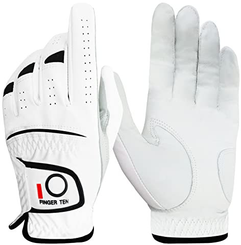 LOVMEAD Golfhandschuhe Herren Leder für Linke Hand 1 Stück, Allwetter Cabretta Leder Griff Golf Handschuh Rechtshänder Weicher Komfort Passform Größe S M ML L XL (L, für Linke Hand)