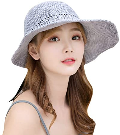 Stroh Visor Damen Sonnenhüte UV Schutz Strohhut Strand Frauen Sonnenvisor Faltbar Outdoor Sommerhut Breit Krempe Sonnenmütze Sonnenschutz Verstellbar Safari Visoren Hut Atmungsaktiv Outdoor Strandhut