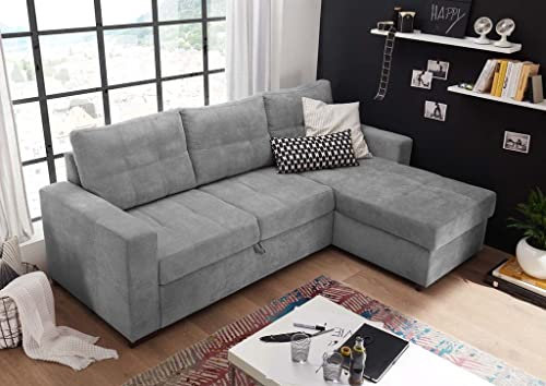 Froschkönig24 Adone Ecksofa 230 x 154 cm mit Liegefunktion Sofa Couch Eckcouch Dunkelgrau
