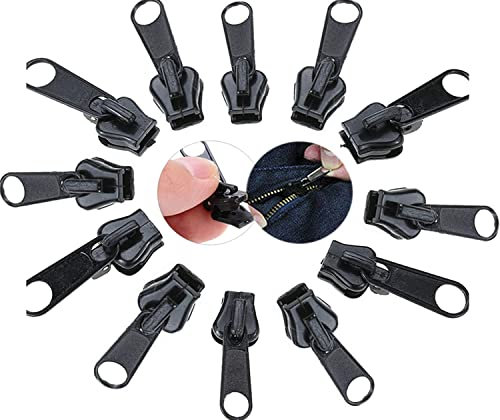 12/24pcs Fix Zip Puller, Zip Slider Repair Instant Kit, reisverschlussreparaturset zipper, Fix Zipper Removable Rescue Replacement Pack,Instant Zipper Replacement Set For Coats Jacket,Backpacks(12pcs)