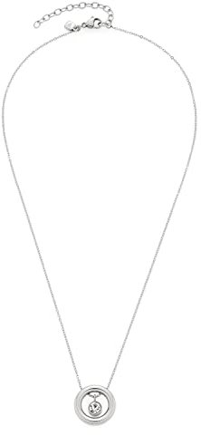JEWELS BY LEONARDO Diamante Halskette aus Edelstahl 1 Stück, kurze silberfarbene mit Ringelement und Glaskristall-Anhänger, Damen Modeschmuck, 022149