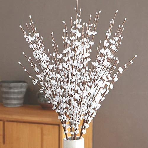 Ramo de flores artificiales de jazmín de 29.5 pulgadas de largo, plantas de jazmín sintético para hotel, hogar, oficina, cocina, dormitorio, boda, fiesta, decoración de bricolaje (blanco)