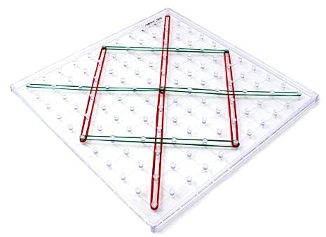 Learning Resources Transparent Geoboard Age 5+ with Rubber Bands, 11 x 11 Pins, Durable Plastic Pins, Maths Educational Toy for Geometry Learning, Ages 5+