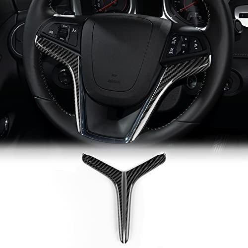 KUNGKIC Hartkohlefaser Auto Lenkrad-Kinnrahmen Dekorativ Aufkleber Innenbereich Compatible with Chevrolet Camaro 2012 2013 2014 2015 Zubehör 2St Schwarz