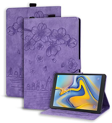 Succtopy Custodia per Samsung Galaxy Tab A 10.5 Pollici 2018 (SM-T590/T595),Cover in Pelle PU Flip Portafoglio con Porta Penna,Custodia Protettiva con Slot Card per Galaxy Tab A 10.5 2018,Viola