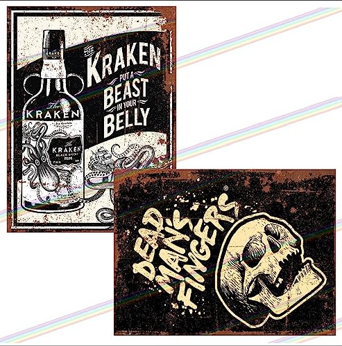 Set of 2 K + DMF Metal Bar Signs Accessories Bundle Home Pub Outdoor Vintage Funny Garden Bar Kitchen Garage Wall Plaque Man Cave Gift Retro Memorabilia Uk 20cm x 15cm