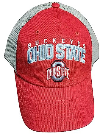 National Cap Ohio State Buckeyes Mütze, verstellbar, Netzrückseite, zweifarbig, Rot/Ausflug, einfarbig (Getaway Solids), Einheitsgröße